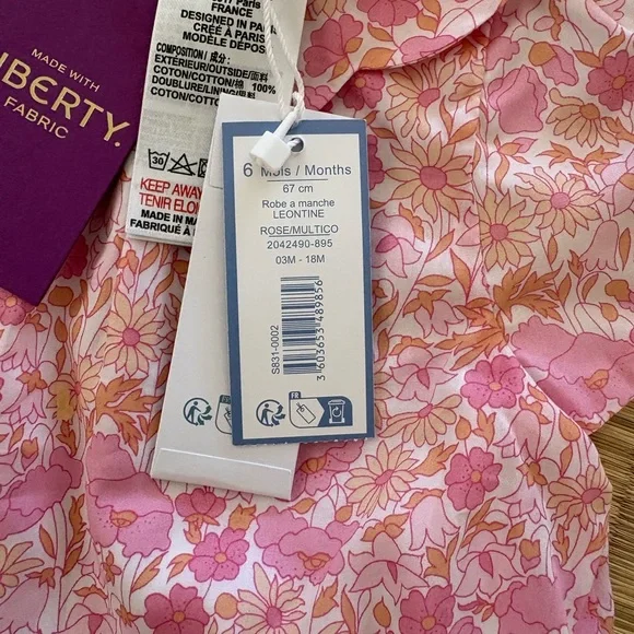 Jacadi Pink Floral Kids Dress - Picture 3 of 4